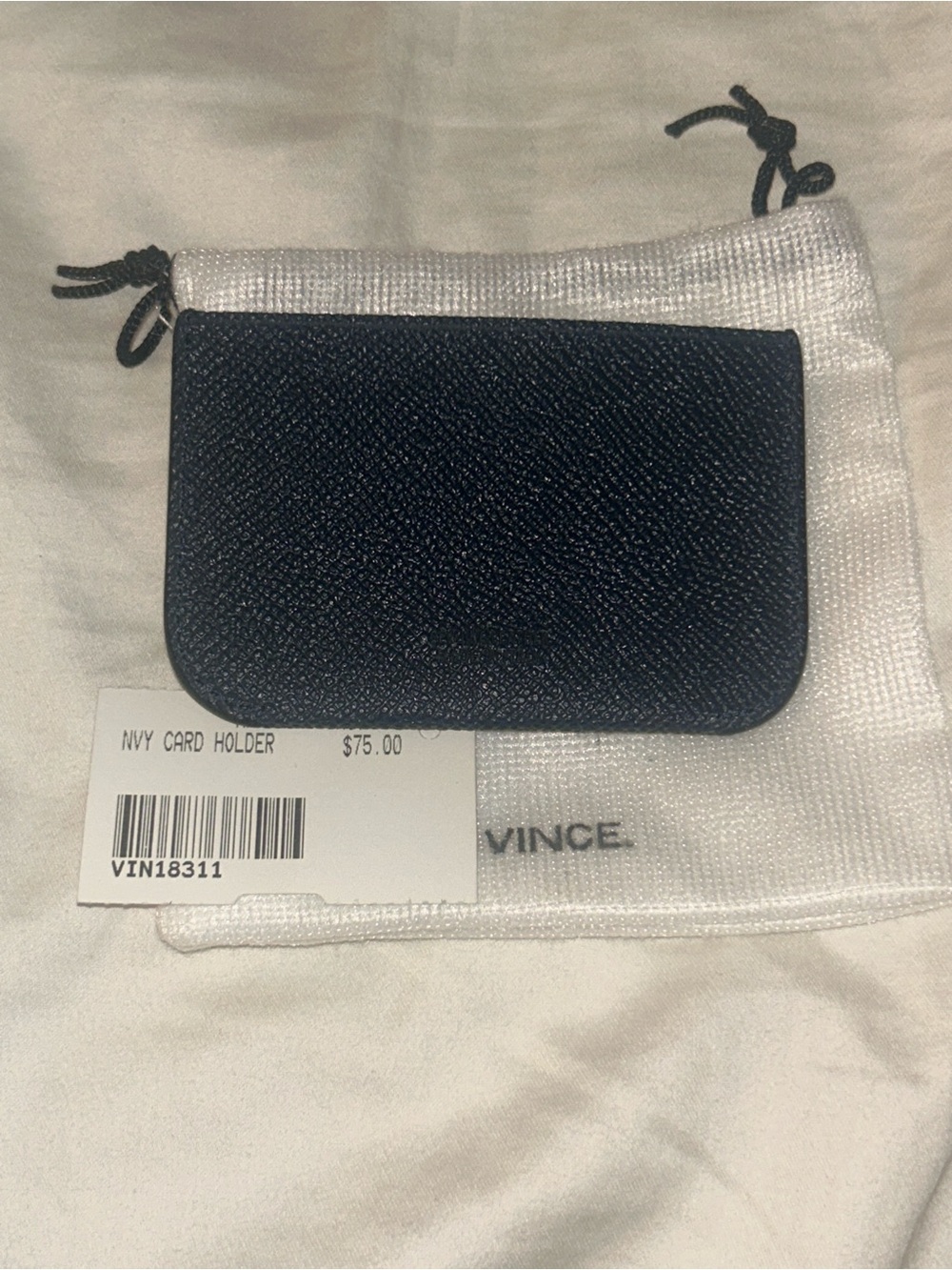 Vince Navy Pebbled Leather Card Sleeve NWT (Made in Italy Stamp)
